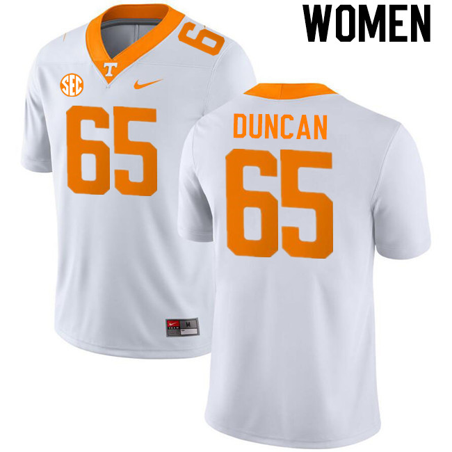 Women #65 Trevor Duncan Tennessee Volunteers College Football Jerseys Stitched-White